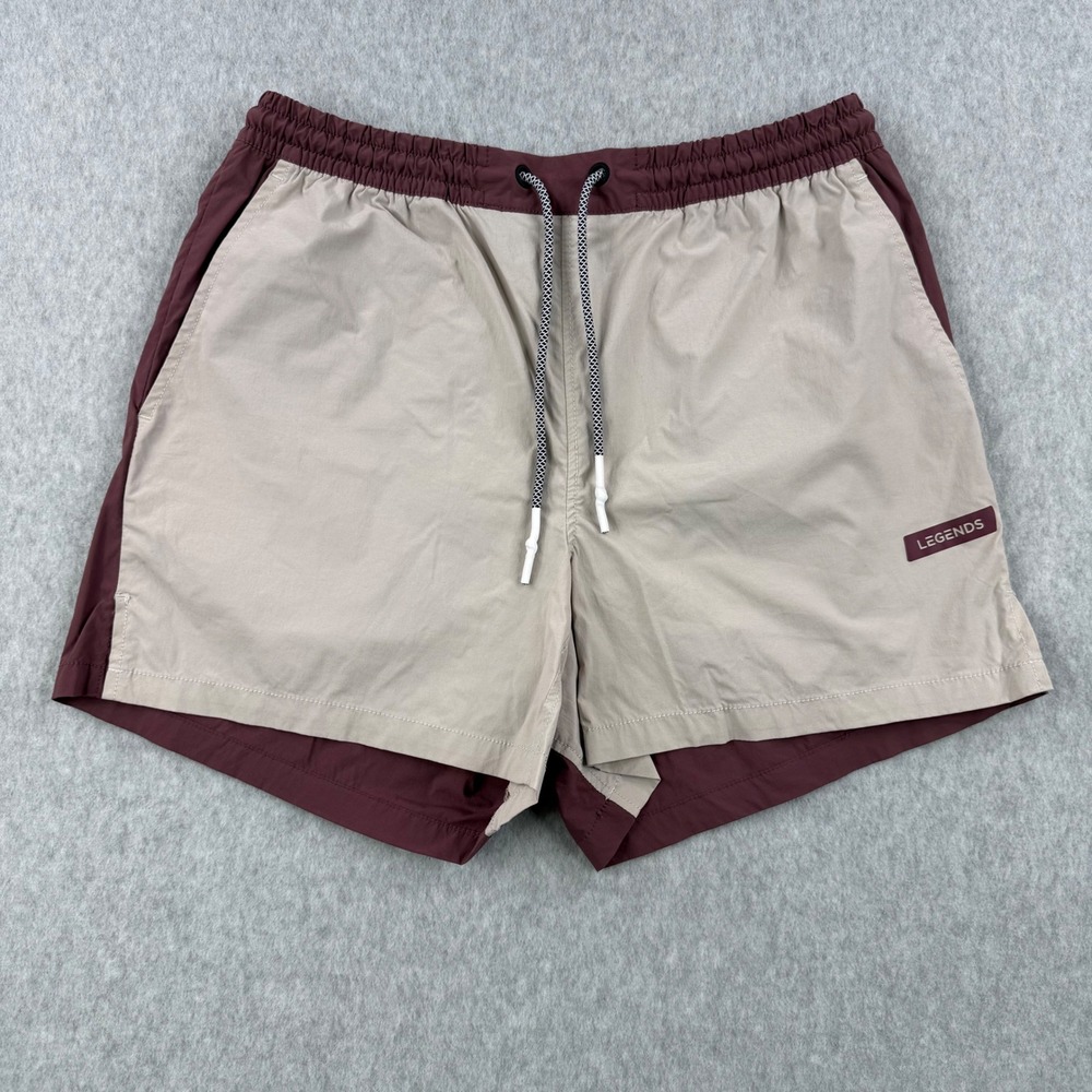 Legends Luka Shorts Mens Medium Tan Maroon Colorblock Unlined Athletic Gym 5"
